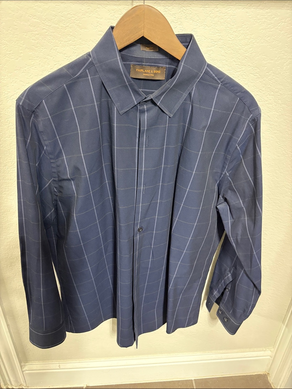 Men's Navy Windowpane Dress Shirt